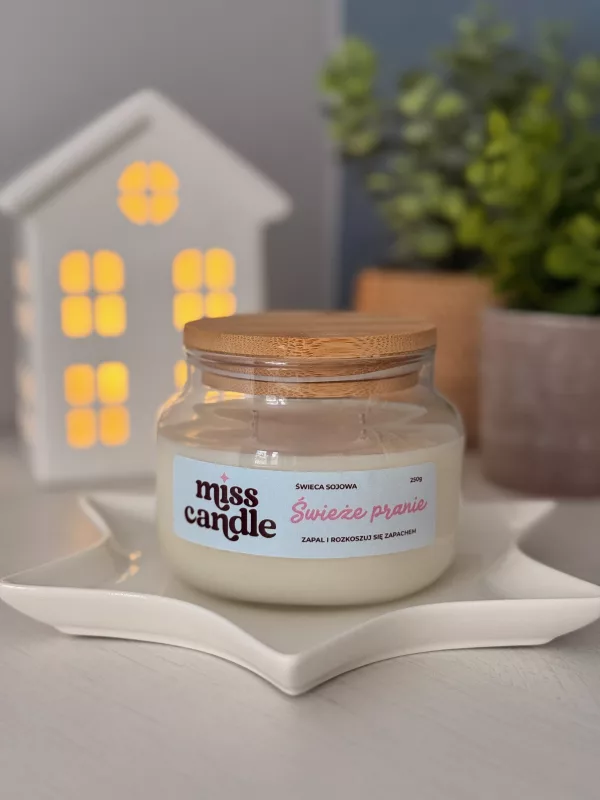 Świeca sojowa Świeże pranie - dwuknotowa, 250g