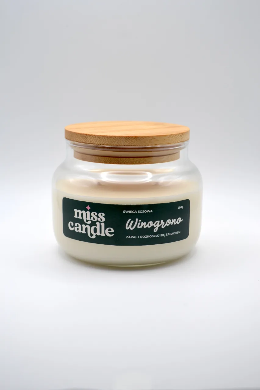 Świeca sojowa Winogrono - dwuknotowa, 250g